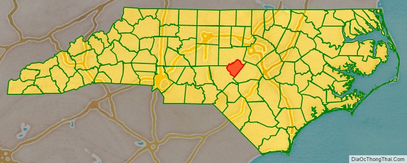 Lee County location map in North Carolina State.