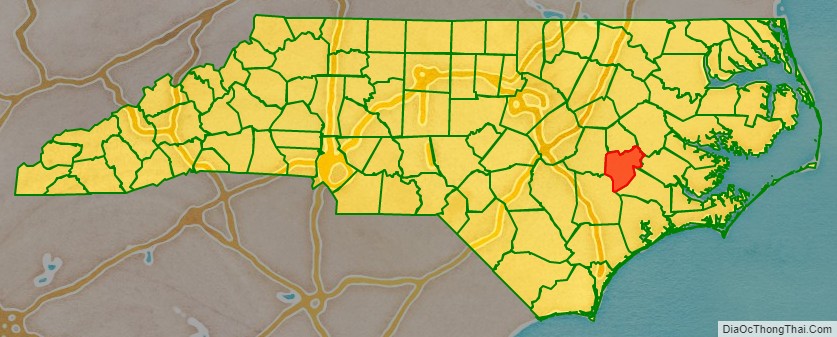 Lenoir County location map in North Carolina State.