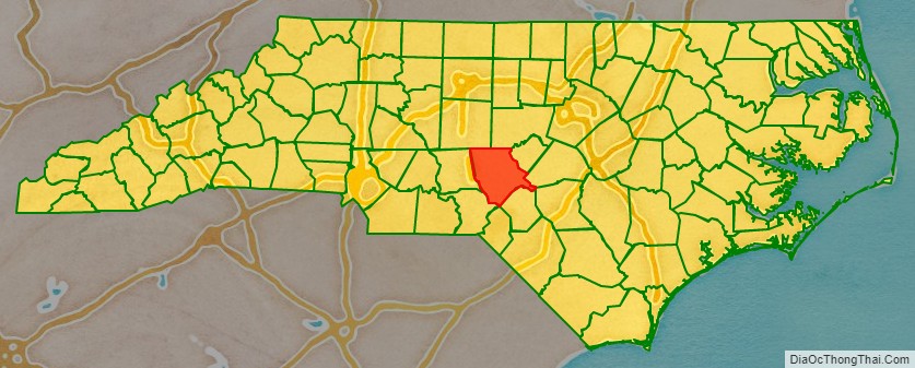 Moore County location map in North Carolina State.