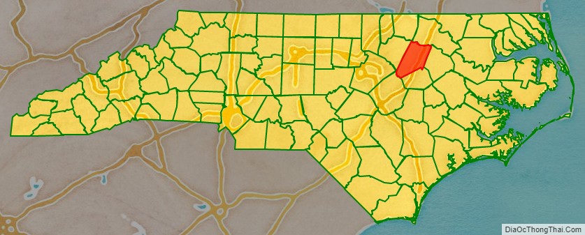 Nash County location map in North Carolina State.