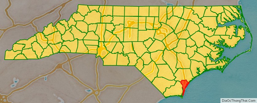 New Hanover County location map in North Carolina State.