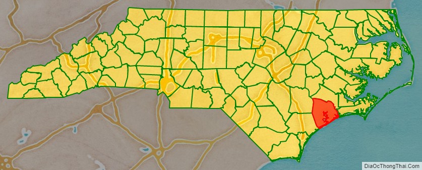 Onslow County location map in North Carolina State.