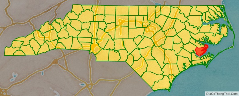 Pamlico County location map in North Carolina State.