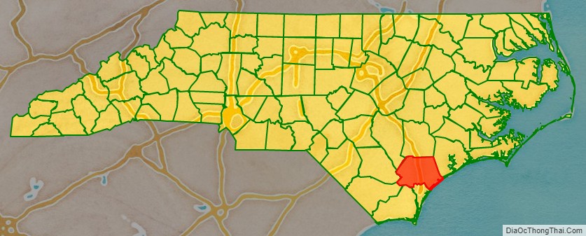Pender County location map in North Carolina State.