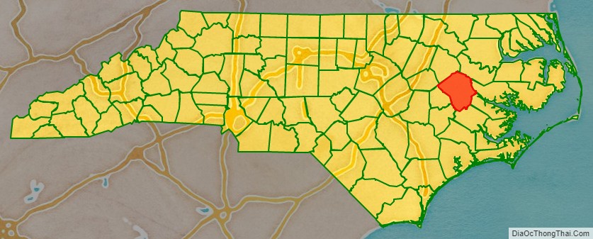 Pitt County location map in North Carolina State.