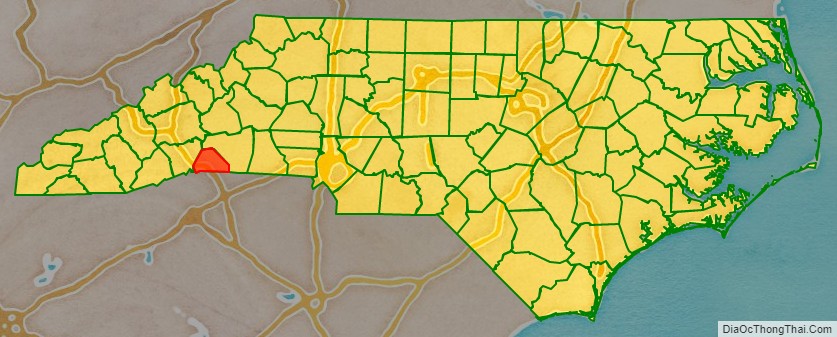 Polk County location map in North Carolina State.