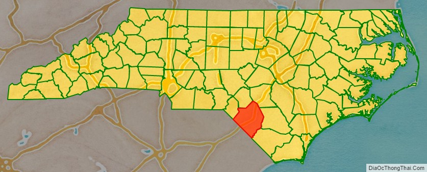 Robeson County location map in North Carolina State.