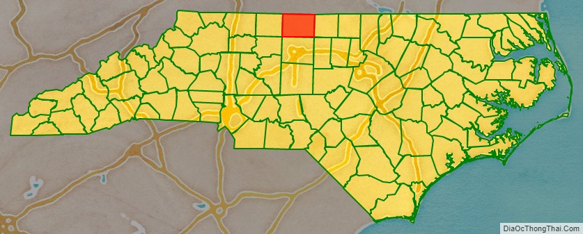 Rockingham County location map in North Carolina State.