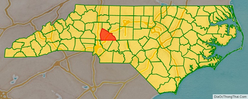 Rowan County location map in North Carolina State.