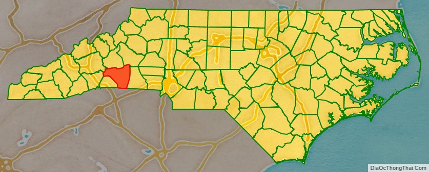 Rutherford County location map in North Carolina State.