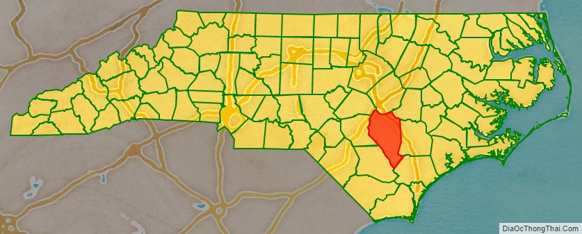 Sampson County location map in North Carolina State.