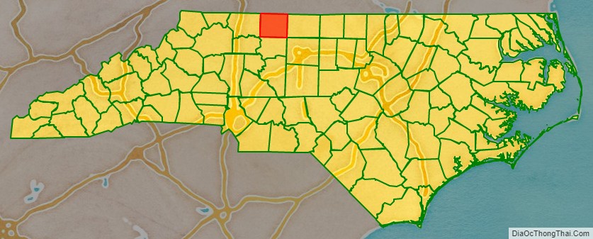 Stokes County location map in North Carolina State.