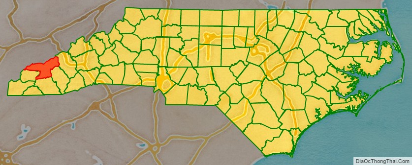 Swain County location map in North Carolina State.