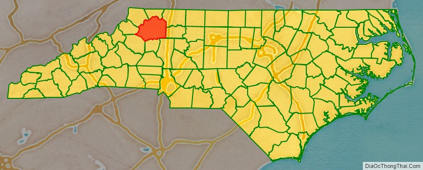 Wilkes County location map in North Carolina State.