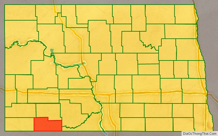 Adams County location map in North Dakota State.