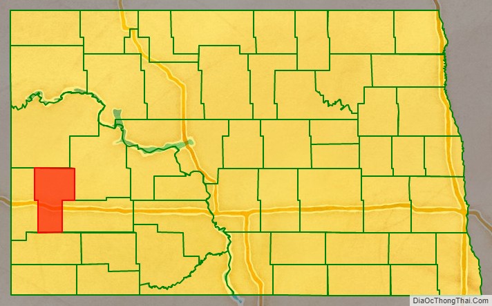 Billings County location map in North Dakota State.