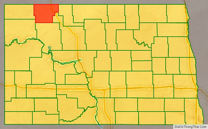 Burke County location map in North Dakota State.
