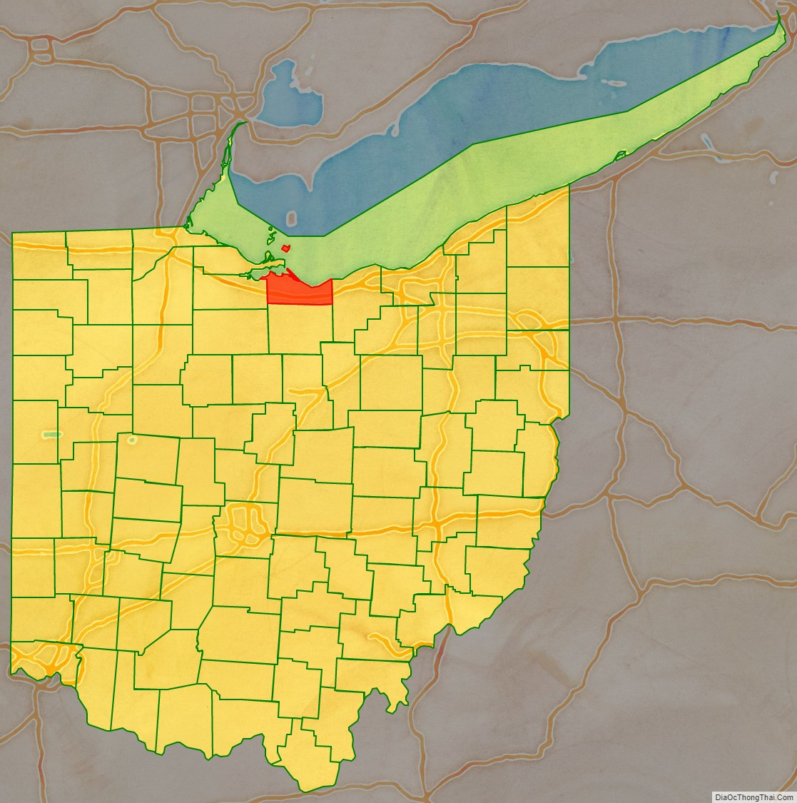 Map of Erie County, Ohio