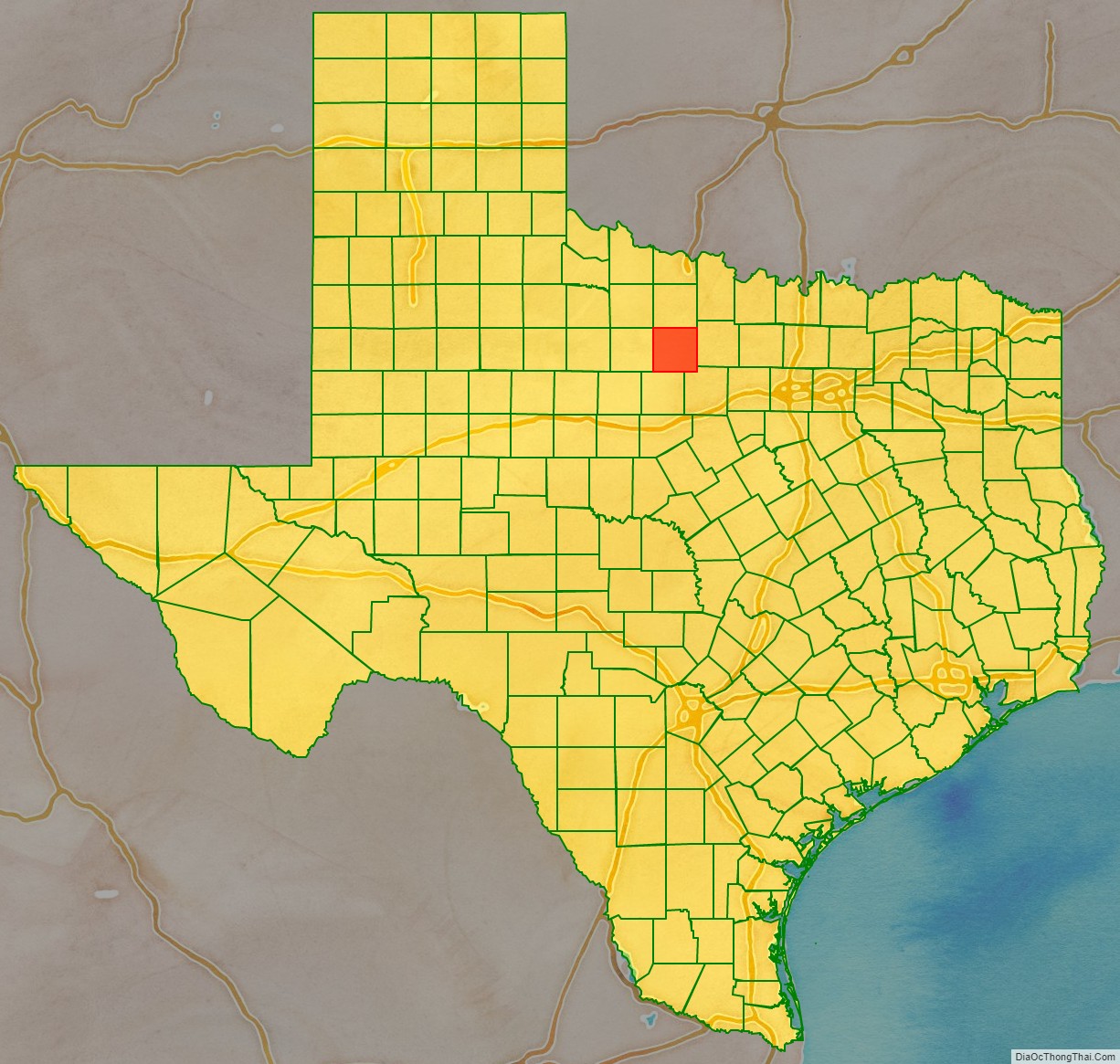 Young County location map in Texas State.