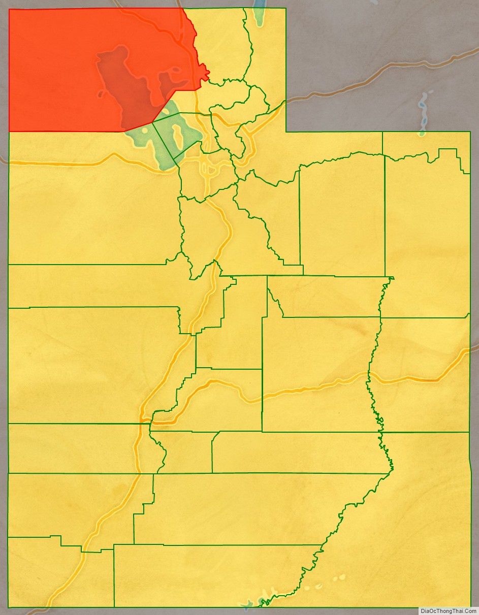 Box Elder County location map in Utah State.