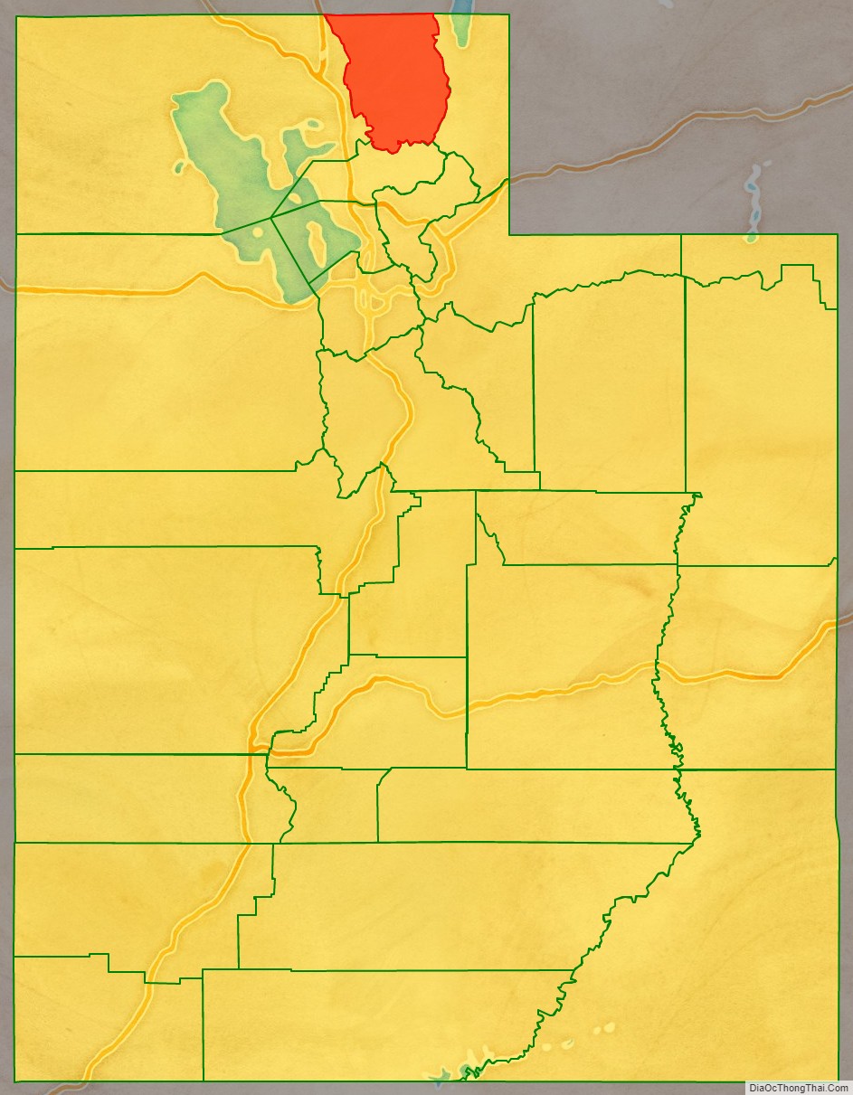 Cache County location map in Utah State.