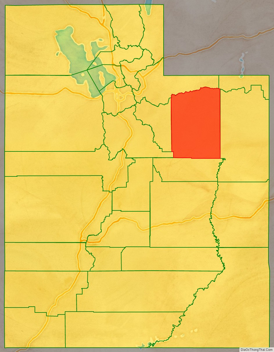 Duchesne County location map in Utah State.