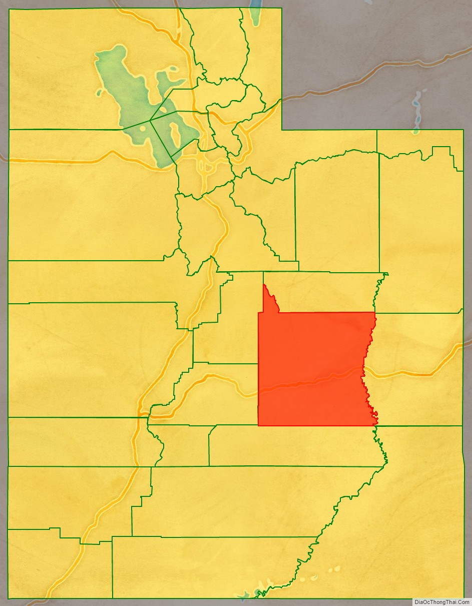 Emery County location map in Utah State.