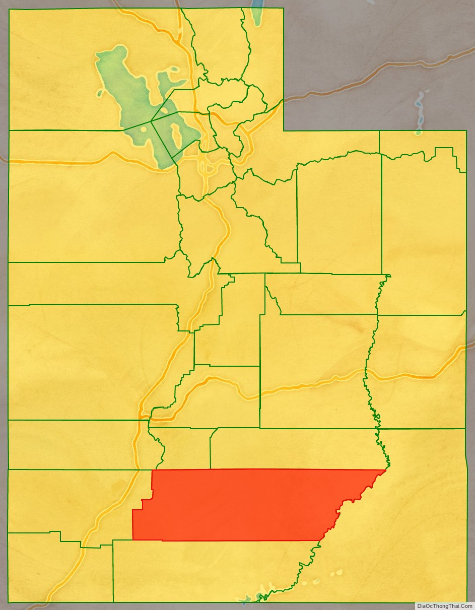 Garfield County location map in Utah State.