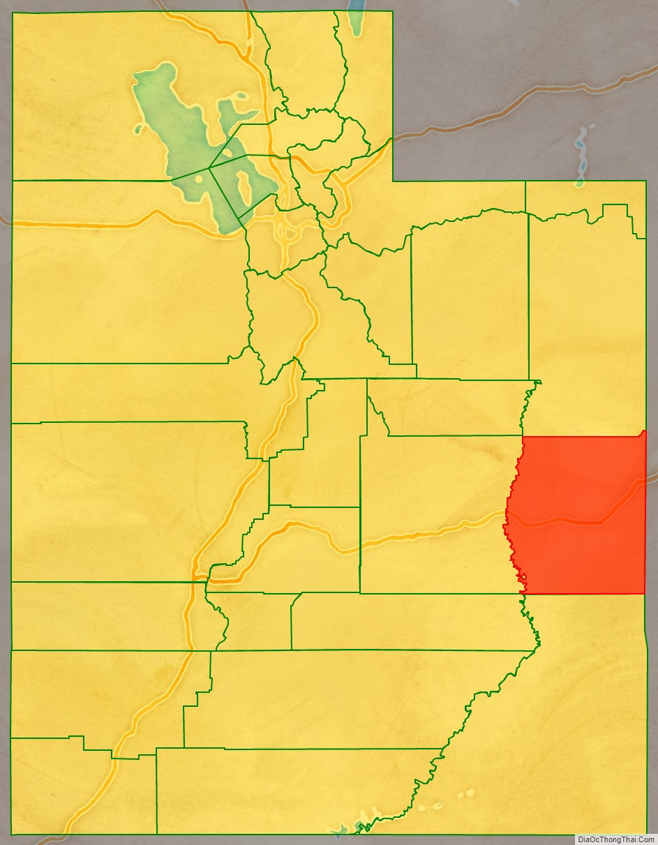 Grand County location map in Utah State.