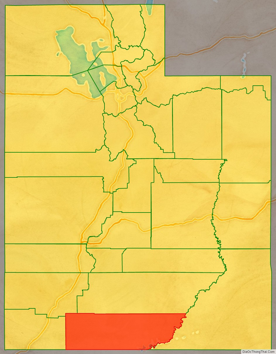 Kane County location map in Utah State.