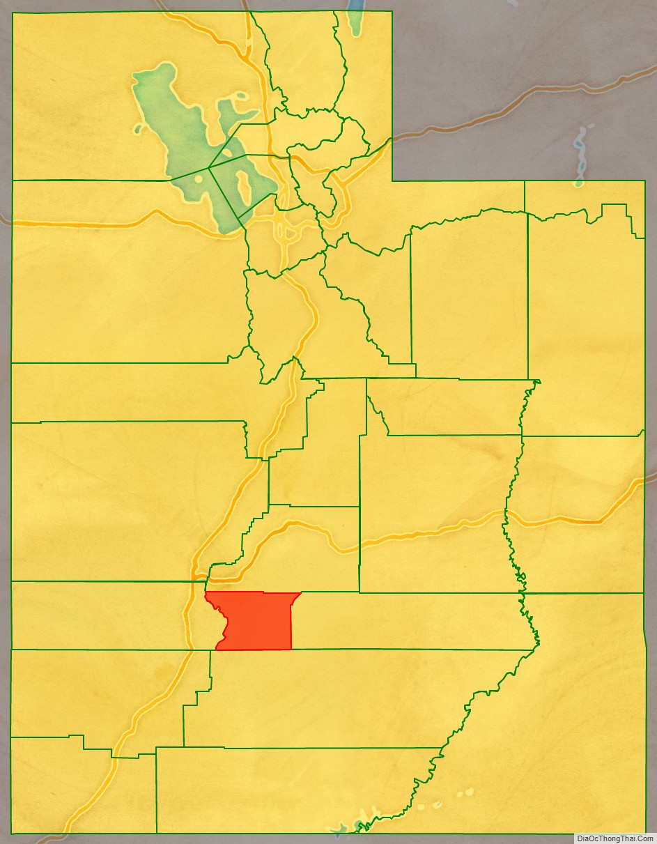 Piute County location map in Utah State.