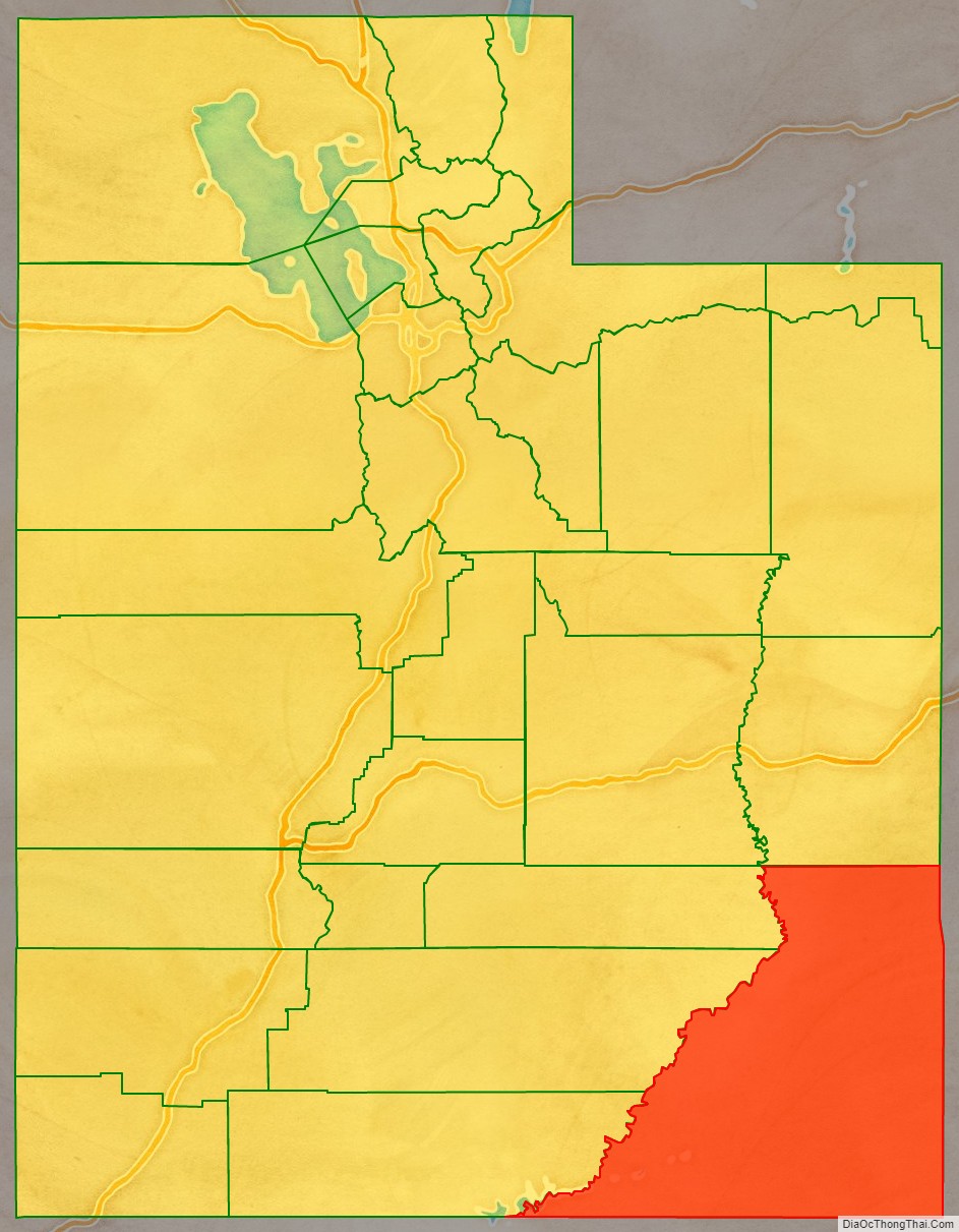 San Juan County location map in Utah State.