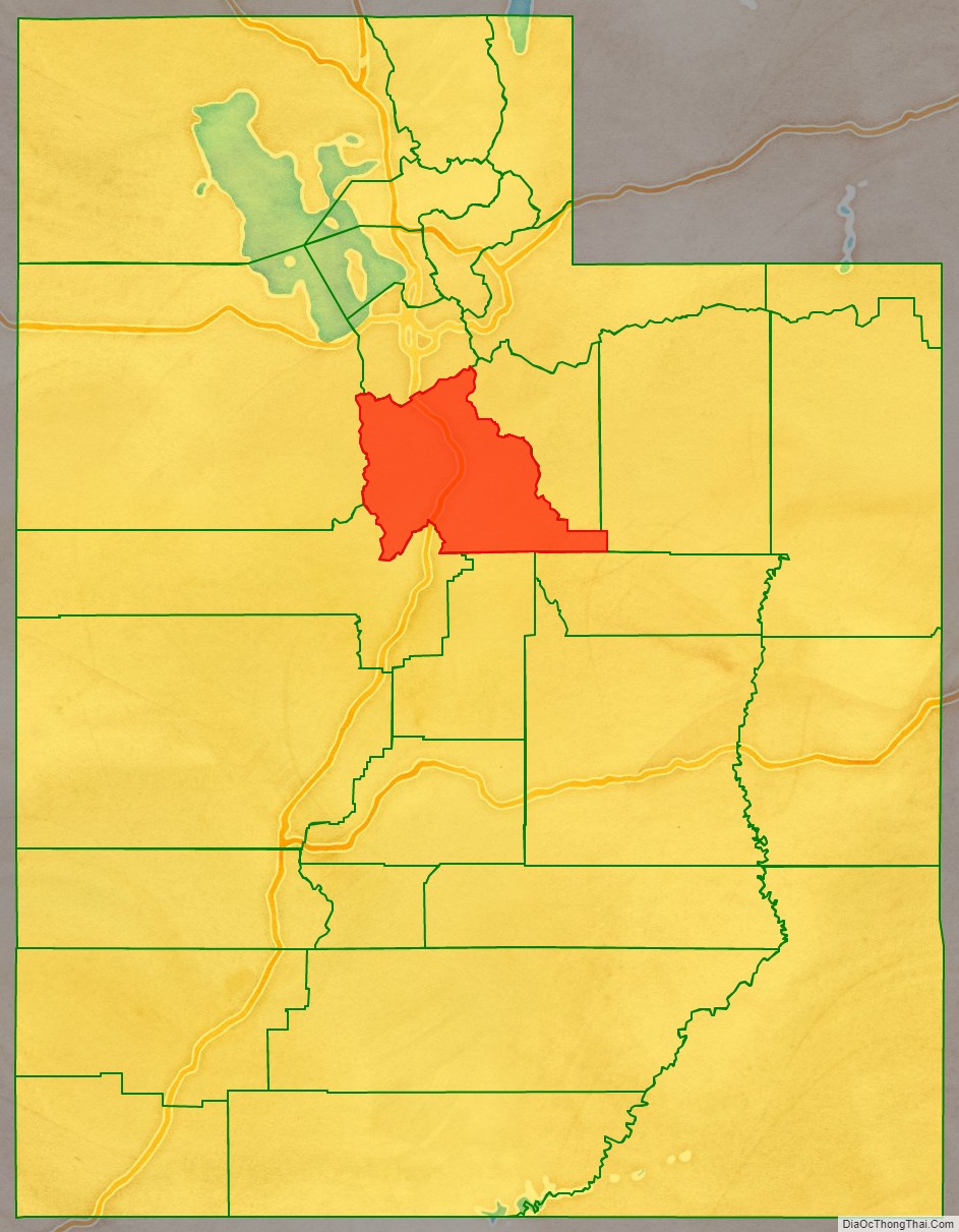 Utah County location map in Utah State.