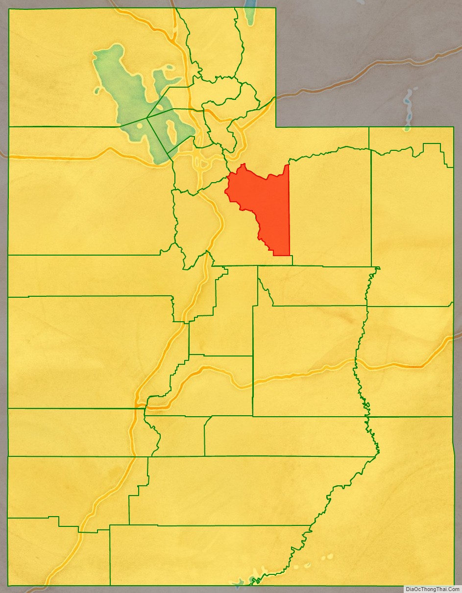 Wasatch County location map in Utah State.