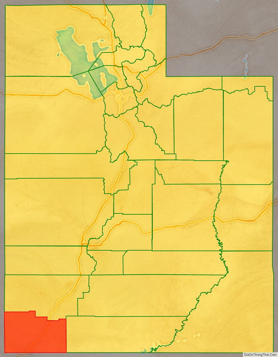 Washington County location map in Utah State.