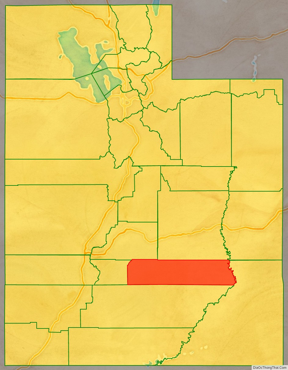 Wayne County location map in Utah State.