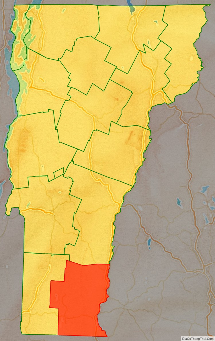Windham County location map in Vermont State.