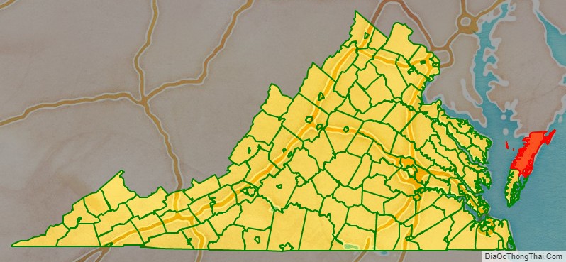 Accomack County location map in Virginia State.