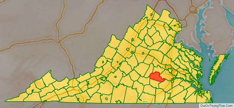 Amelia County location map in Virginia State.
