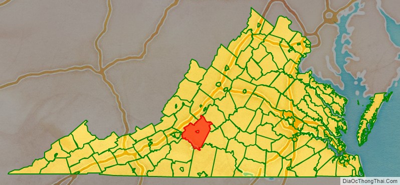 Bedford County location map in Virginia State.