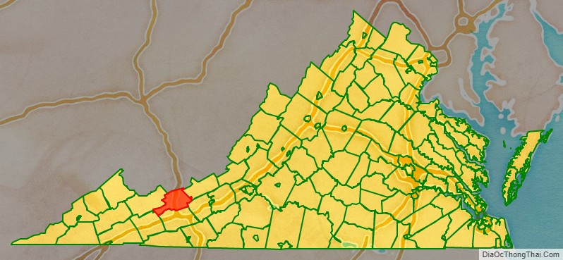 Bland County location map in Virginia State.