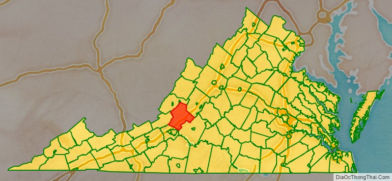 Botetourt County location map in Virginia State.