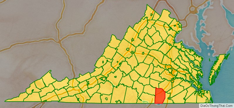 Brunswick County location map in Virginia State.