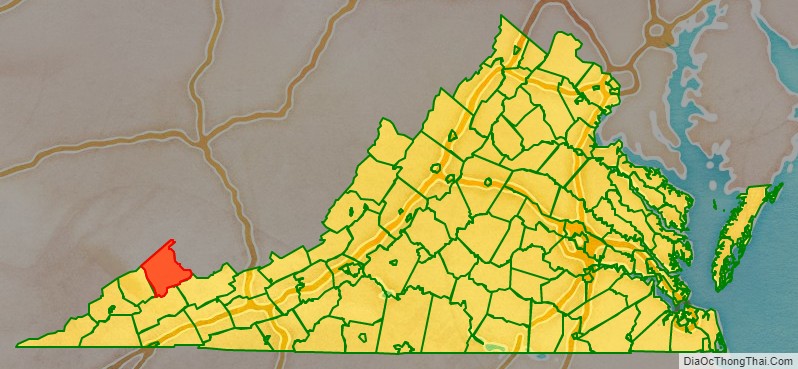 Buchanan County location map in Virginia State.
