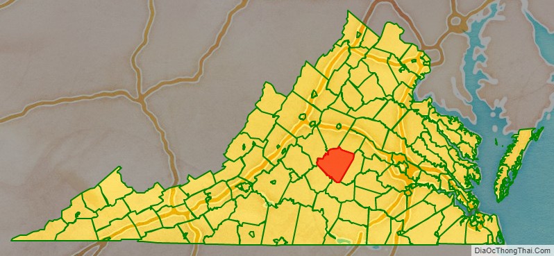 Buckingham County location map in Virginia State.