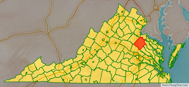 Caroline County location map in Virginia State.