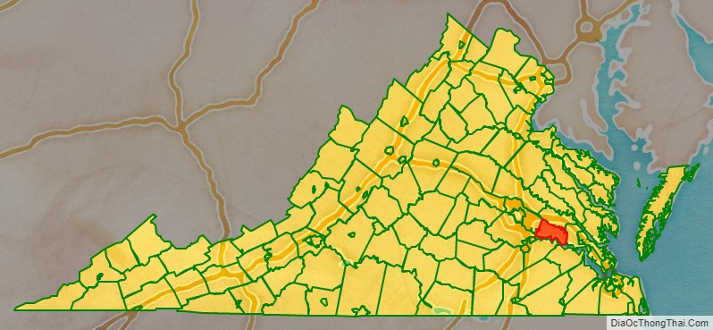 Charles City County location map in Virginia State.