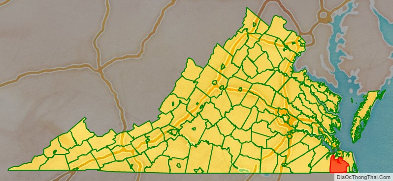 Chesapeake Independent City location map in Virginia State.