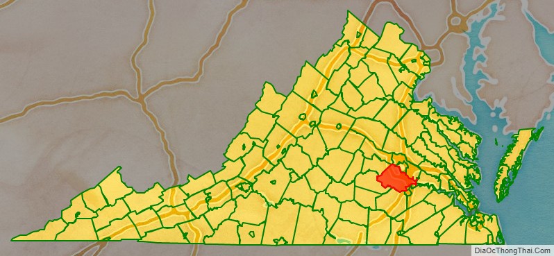 Chesterfield County location map in Virginia State.