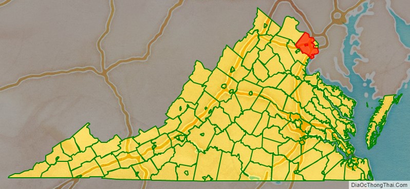 Fairfax County location map in Virginia State.
